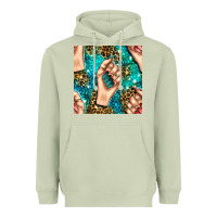 Matcha nail art with leopard and turquoise  gemstone seamless pattern bbs Heavyweight Hoodie - BundleAndBundleShop