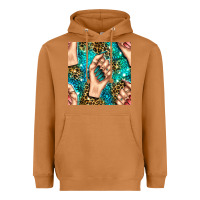 Meerkat nail art with leopard and turquoise  gemstone seamless pattern bbs Heavyweight Hoodie - BundleAndBundleShop