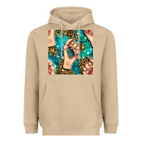 Mushroom nail art with leopard and turquoise  gemstone seamless pattern bbs Heavyweight Hoodie - BundleAndBundleShop