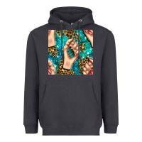 Smoke nail art with leopard and turquoise  gemstone seamless pattern bbs Heavyweight Hoodie - BundleAndBundleShop