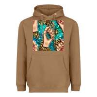 Toasted Coconut nail art with leopard and turquoise  gemstone seamless pattern bbs Heavyweight Hoodie - BundleAndBundleShop