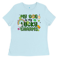Baby Blue my dog is my lucky charms Ladies Tee - MaliasSmallBusiness