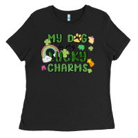 Black my dog is my lucky charms Ladies Tee - MaliasSmallBusiness