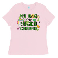 Bubblegum Pink my dog is my lucky charms Ladies Tee - MaliasSmallBusiness