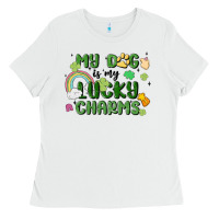 White my dog is my lucky charms Ladies Tee - MaliasSmallBusiness