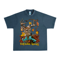 Midnight Navy Fall Breeze And Autumn Leaves Deer Urban Heavy Tee - LillyAllenDesigns