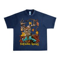 Navy Fall Breeze And Autumn Leaves Deer Urban Heavy Tee - LillyAllenDesigns