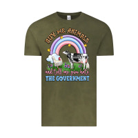 Vintage Olive buy me animals and tell me you hate the government Vintage Tee - LillyAllenDesigns
