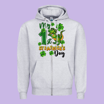My First St. Patrick's Day Zipper Hoodie Designed By Cowgirlartshop