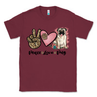 Burgundy peace love pug Classic Tee - JahusDesignShop
