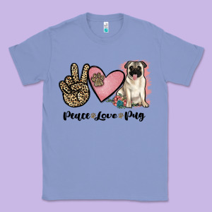 Peace Love Pug Classic Tee Designed By Jahusdesignshop