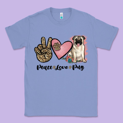 Peace Love Pug Classic Tee Designed By Jahusdesignshop