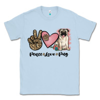 Dusty Blue peace love pug Classic Tee - JahusDesignShop