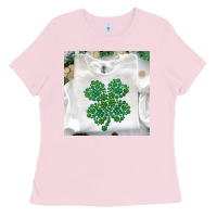 Bubblegum Pink shamrock patterned clothing Ladies Tee - MaliasSmallBusiness