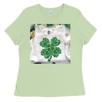 Matcha shamrock patterned clothing Ladies Tee - MaliasSmallBusiness