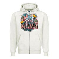 Oatmeal Heather Girl mama butterfly mother's day Zipper Hoodie - HowdyJamesFarm