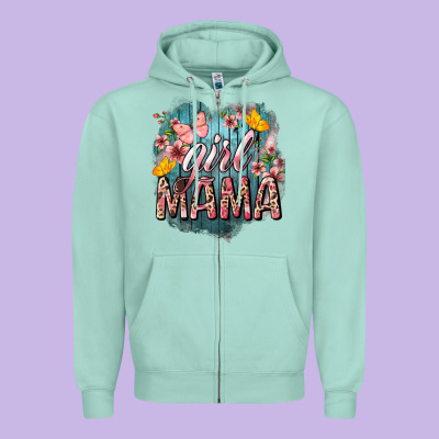 Girl Mama Butterfly Mother's Day Zipper Hoodie Designed By Howdyjamesfarm