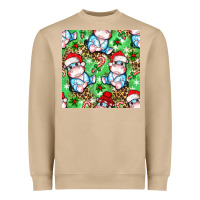 Mushroom Christmas cute hippo sitting Heavyweight Sweatshirt - NancyCooperArtShop