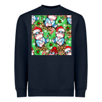 Navy Christmas cute hippo sitting Heavyweight Sweatshirt - NancyCooperArtShop