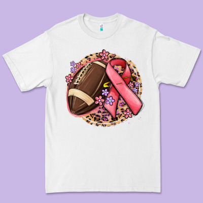Breast Cancer Ribbon And American Football Premium Tee Designed By Maliassmallbusiness