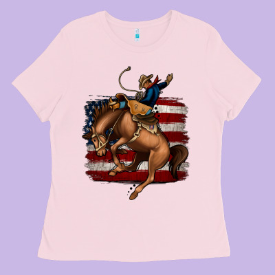 Bucking Bronco Ladies Tee Designed By Jasminsmagicworld