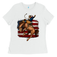 White Bucking Bronco Ladies Tee - Jasminsmagicworld