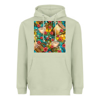 Matcha honey and bee coffee cup with flowers and leopard seamless pattern bbs Heavyweight Hoodie - BundleAndBundleShop