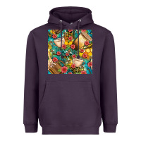 Plum honey and bee coffee cup with flowers and leopard seamless pattern bbs Heavyweight Hoodie - BundleAndBundleShop