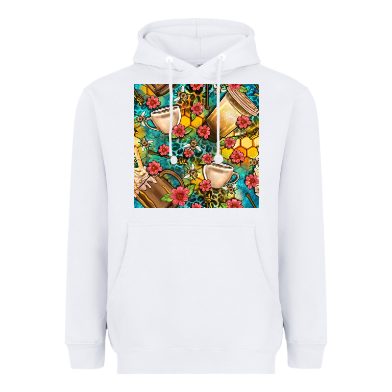 Honey And Bee Coffee Cup With Flowers And Leopard Seamless Pattern Bbs Heavyweight Hoodie by BundleAndBundleShop | Teevron