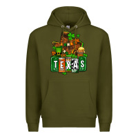 Army Green St. Patrick's Texas map Premium Hoodie - OliviaCreatesArt