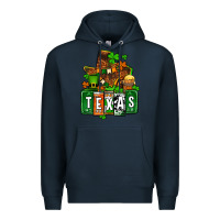 Navy St. Patrick's Texas map Premium Hoodie - OliviaCreatesArt