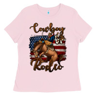 Bubblegum Pink Cowboy Up Rodeo Bucking Bronco Ladies Tee - Jasminsmagicworld
