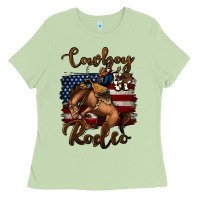 Matcha Cowboy Up Rodeo Bucking Bronco Ladies Tee - Jasminsmagicworld