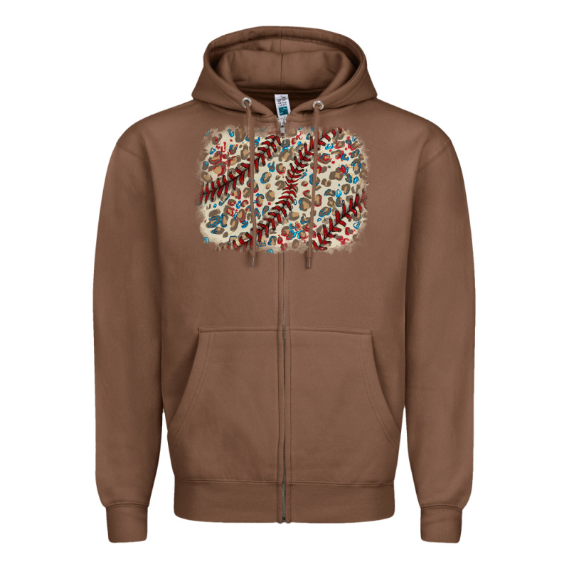 Baseball Leopard Glitter Background Zipper Hoodie by HowdyJamesFarm | Teevron