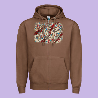 Baseball Leopard Glitter Background Zipper Hoodie Designed By Howdyjamesfarm