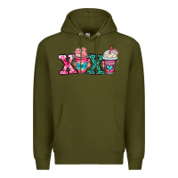 Army Green xoxo coffee cups Premium Hoodie - OliviaCreatesArt