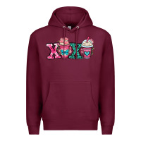 Burgundy xoxo coffee cups Premium Hoodie - OliviaCreatesArt