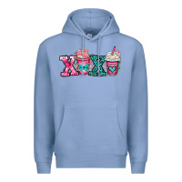 Colony Blue xoxo coffee cups Premium Hoodie - OliviaCreatesArt