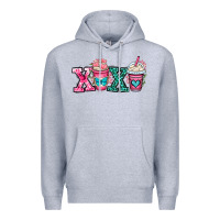 Heather Grey xoxo coffee cups Premium Hoodie - OliviaCreatesArt