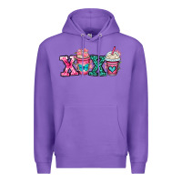 Purple xoxo coffee cups Premium Hoodie - OliviaCreatesArt