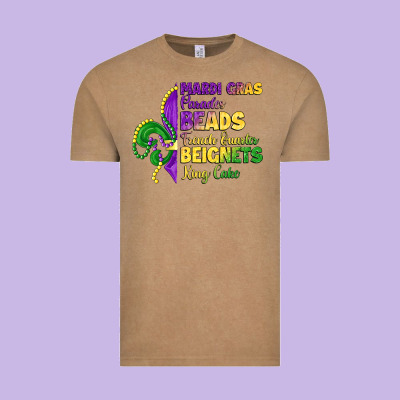 Mardi Gras Parades Beads French Quarter Beignets K Vintage Tee Designed By Lillyallendesigns