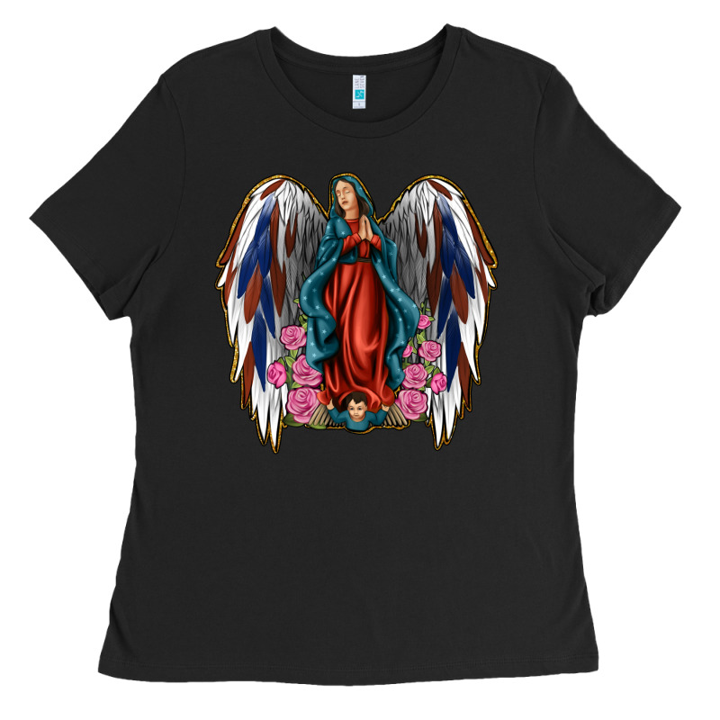 Angel Wing Lady Of Guadalupe 4th Of July Ladies Tee by Jasminsmagicworld | Teevron