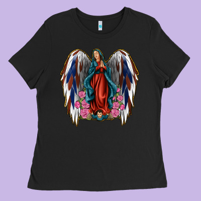 Angel Wing Lady Of Guadalupe 4th Of July Ladies Tee Designed By Jasminsmagicworld