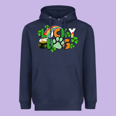 Lucky Dog St. Patricks Day Heavyweight Hoodie Designed By Fadigitalartstudio