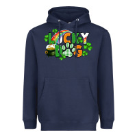 Navy lucky dog St. Patricks Day Heavyweight Hoodie - FaDigitalArtStudio