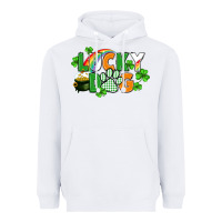 White lucky dog St. Patricks Day Heavyweight Hoodie - FaDigitalArtStudio
