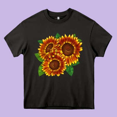 Tiger Eyes Sunflower Heavy Core Tee Designed By Lillyallendesigns