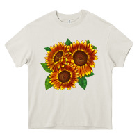 Cream tiger eyes sunflower Heavy Core Tee - LillyAllenDesigns