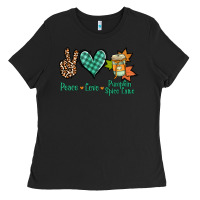 Black peace love pumpkin spice latte Ladies Tee - Jasminsmagicworld