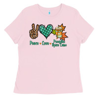 Bubblegum Pink peace love pumpkin spice latte Ladies Tee - Jasminsmagicworld
